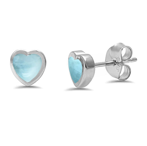 Larimar Heart Earrings Silver